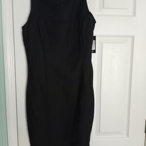 NWT American Living Dress 8 Black Cross Corded Fabric Sleeveless Zipper